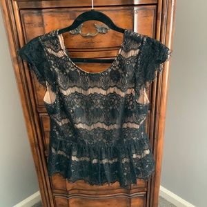 Anthropologie Black Lace Top